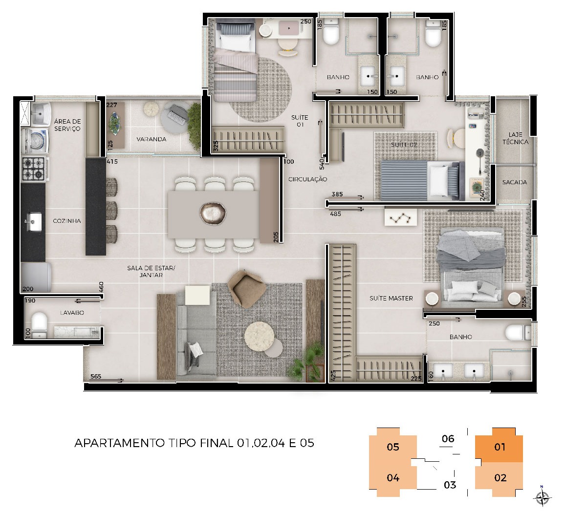 UNITÉ APTO TIPO 01, 02, 04 e 05 - INFORMAÇÕES LIGUE 61 99647-7030