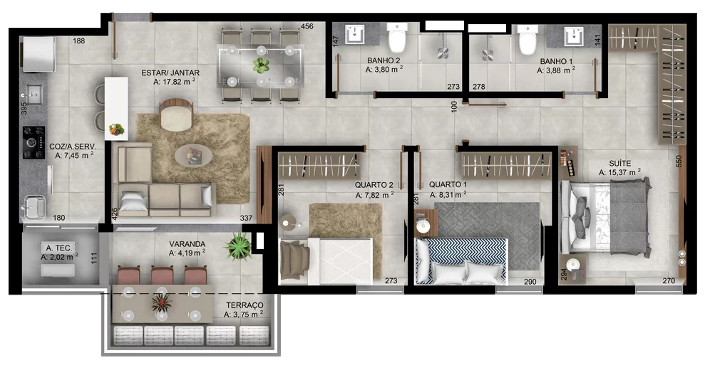 LUX 3Q 88m² - Ligue 61 99647-7030